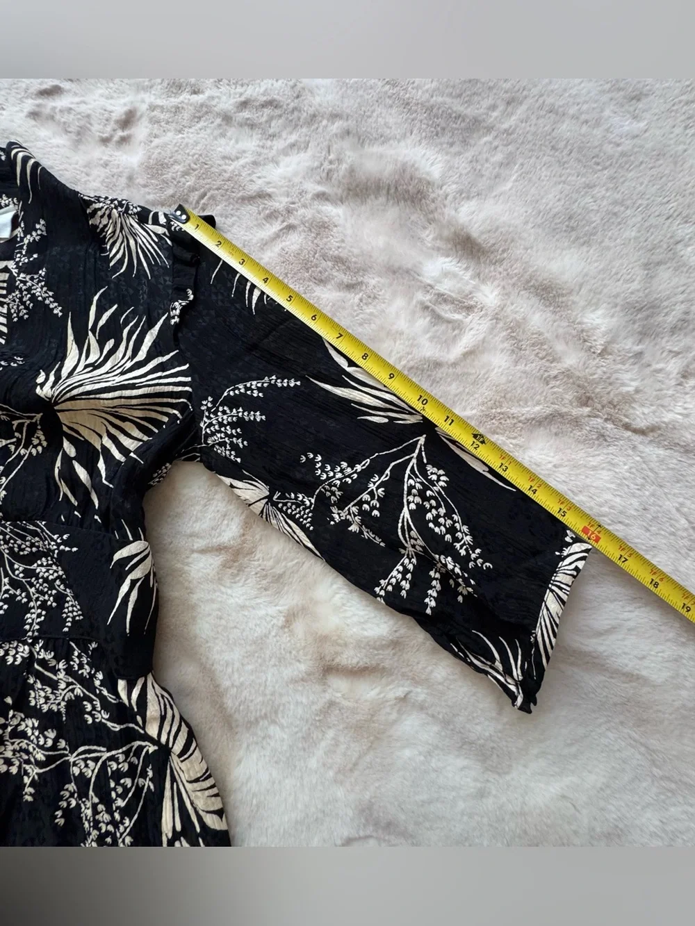 ba&sh Eleanor Robe Black and Cream Floral Button Midi Dress